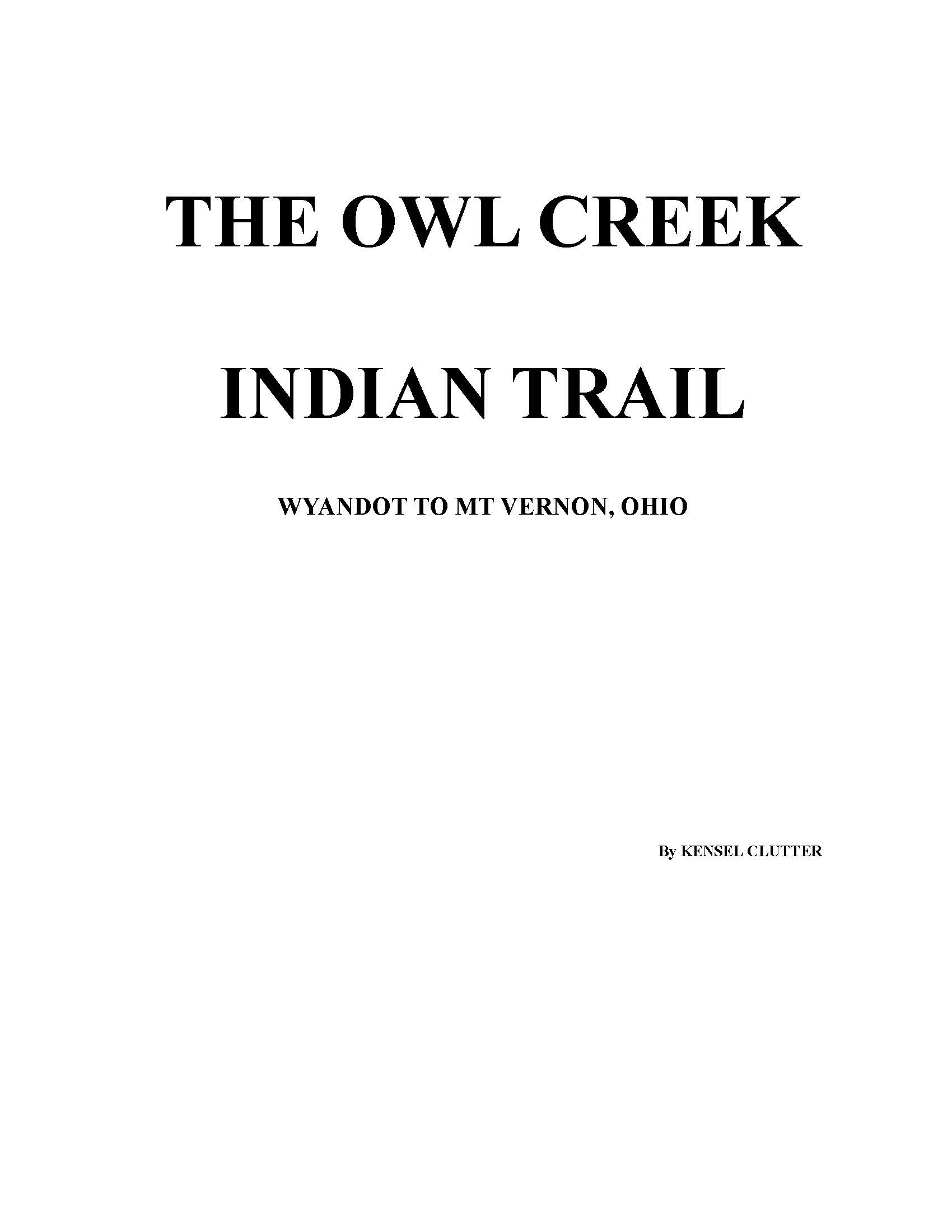 OWL CREEK BOOK New INDEX